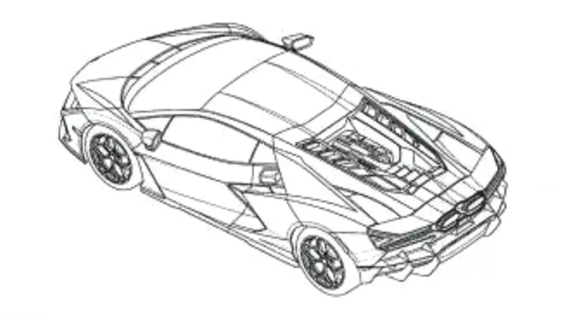 Внешность преемника Lamborghini Aventador рассекретили на патентных изображениях