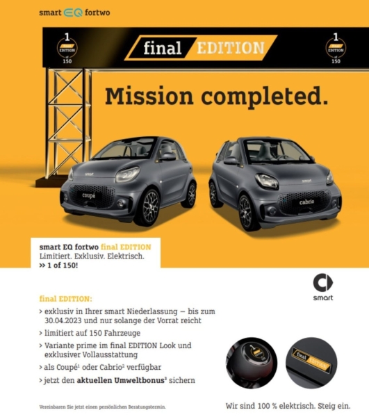 Smart fortwo: прощальная версия на фоне падения продаж и проблем с поставками